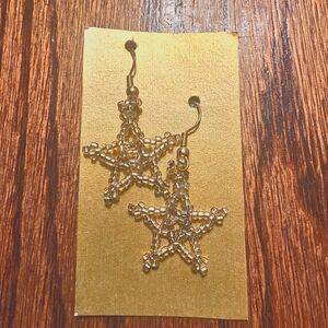 Gold Beaded Star Earrings